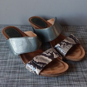 Sofft Metallic & Snakeskin Print Slip-on Wedges